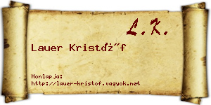 Lauer Kristóf névjegykártya